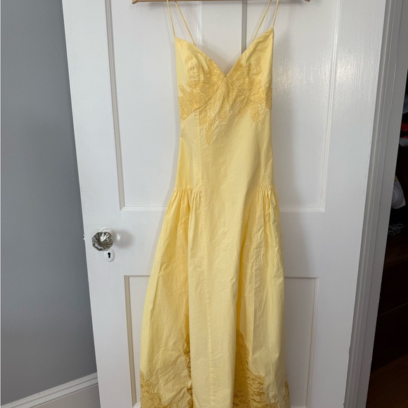Topshop cutwork lace poplin midi sundress in lemon NWT 0 $129 - Picture 4 of 7